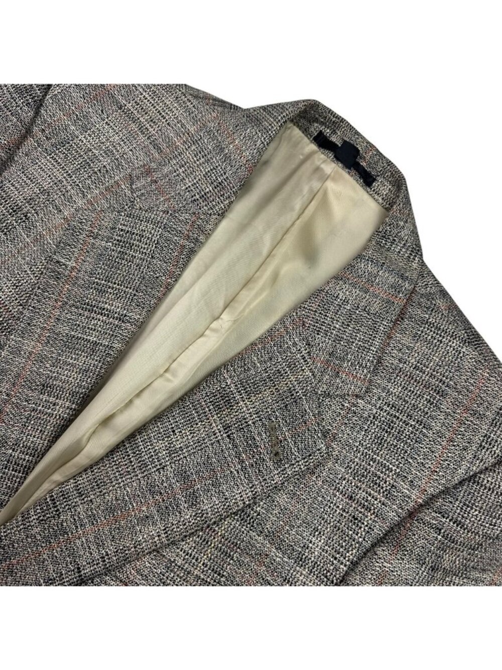 VTG Harry Lebow Men's Rayon Blend Tweed Blazer Jacket Gray Plaid • 43R